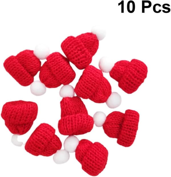 10 kpl Mini-joulupukkihattu Red