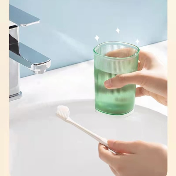 Set med 2 Återanvändbara Dricksglas, Okrossbar Kopp, Badrumskopp, Plasttandborsthållare, Tumblerkopp, Grön+Gul