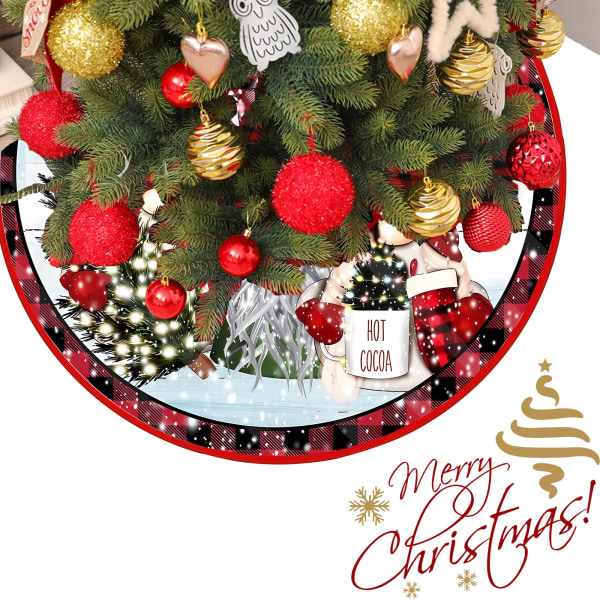 Juletræsnederdel, 36 tommer julepynt Xmas Tree Skirt, juletræsbundbetræk Ornament (3 julenisser (hvid), 36 tommer) SQ-2-02包边款