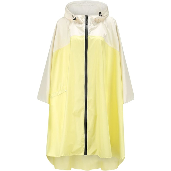 Regnjakke Dame Herre Regnponcho Regnfrakk Vanntett Lett Regnklær med Hette Regnkappe Jakke Regnponcho Kappe beige+yellow