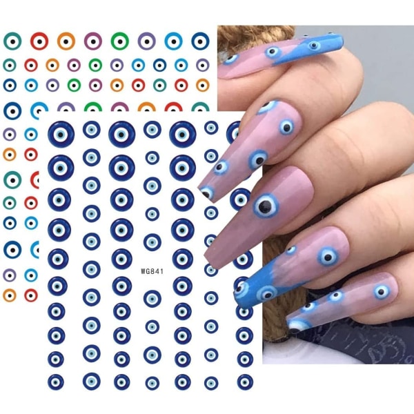 Evil Eye Nail Art Tarrat Tarrat 7 arkkia Itsekiinnittyvä Turkin sininen Silmä Käsi Fatiman silmä Sarjakuvasuunnittelu Manikyyrivinkkejä Kynsien koristelu