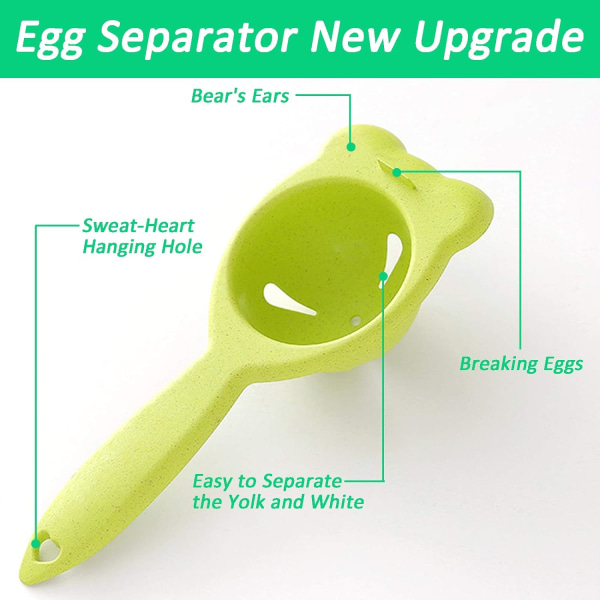 Eggeseparator Eggeplommehvitseparator, eggehviteplommefilterseparator, eggekstrakterverktøy for kjøkkenbakeutstyr（grønn）
