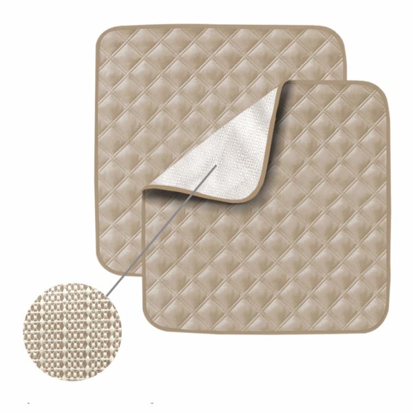 2 pakke ultravaskbar setepute (21x 22 tommer) for seniorer, voksne, barnebeskyttelse, 4-lags design stolabsorberende puterbeskyttelse (beige) Beige