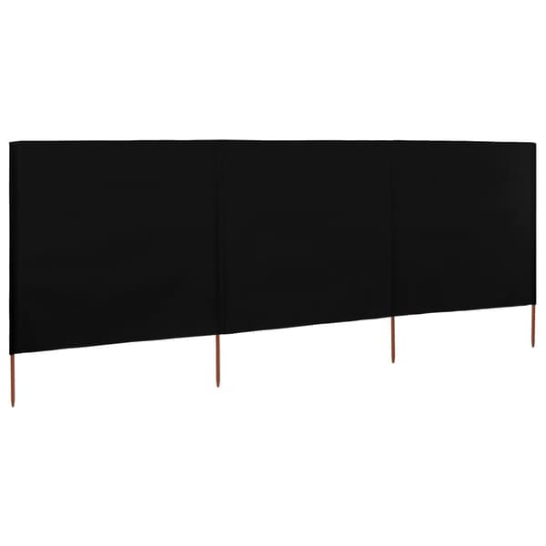 vidaXL Vindskydd 3 paneler tyg 400x120 cm Svart black Svart