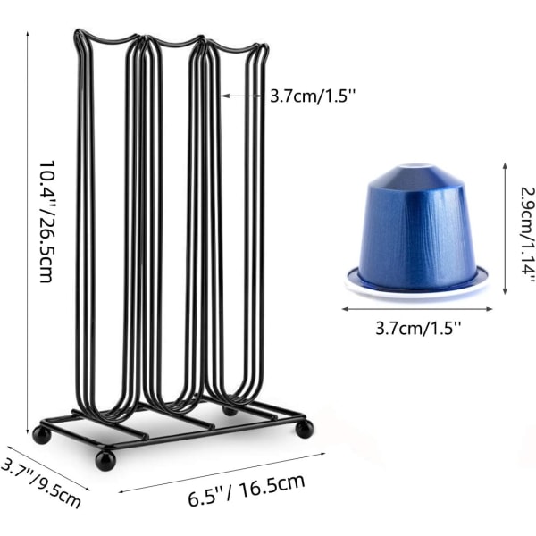 Kahvikapseli pidike, Nespresso kahvikapselit, kahvikapseli pidike teline, kahvilukko säilytysteline (musta) Black
