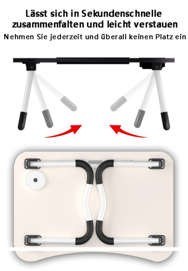 Bærbar PC-bord, bærbar PC-sengbord, sammenleggbart, skuff, blokkstativer, for seng, sofa, gulv brown