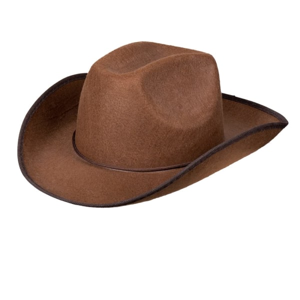 Cowboyhat til voksne, hovedbeklædning til karnevalskostumer, sheriff, rodeo rytter, vild vest, kostume, karneval, temafest brown