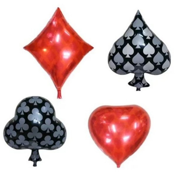 Spillekort Køllespader Hjerteformede heliumfolieballoner til bryllupsfødselsdag Jubilæumsudsmykningsfest