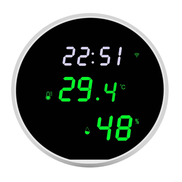 Temperatur- og fugtighedssensor, Tuya WiFi-termometer Hygrometer LED-spejlskærm App-timing, Realtidsmonitorering og -registrering