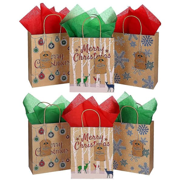 Mellanstora presentpåsar Julklappspåse Julklappsförpackning Presentpåse Silkespapper Julgodis