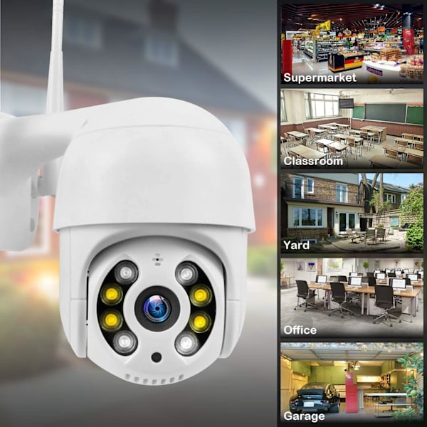 Utomhus PTZ-kamera, Tvåvägsljud WiFi-övervakningskamera, Infraröd nattvision, Rörelsedetektering, IP65 Vattentät, 200w pixlar