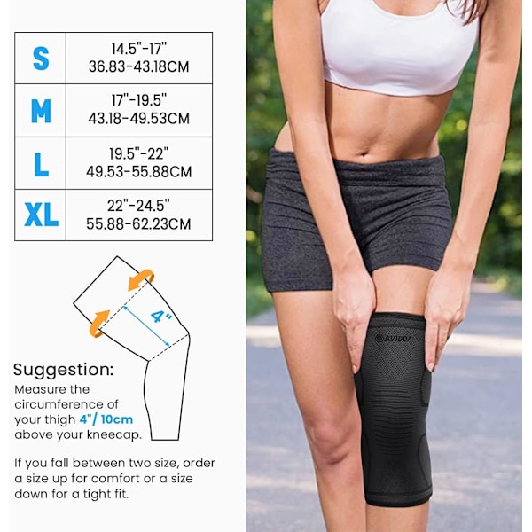 Knebeskydd 2-pack - Kompresjonsknebeskydd for leddgikt, leddsmerter, ligamentskade, meniskskade, ACL, MCL, senebetennelse, sport (M) M