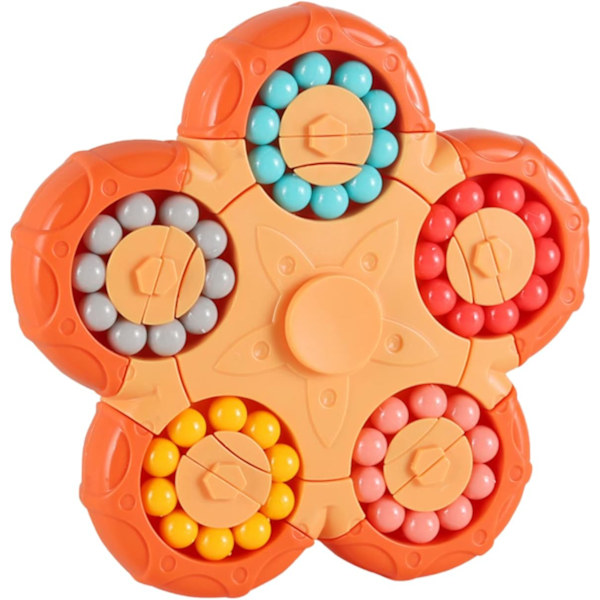 Pyörivä Magic Bean Cube -pyörittelylelu, 10 puolta 2-in-1 hauska helmipeli, opettavainen lelu, ihanteellinen juhlaherkku, ahdistusta lievittävä työpöytälelu (oranssi)