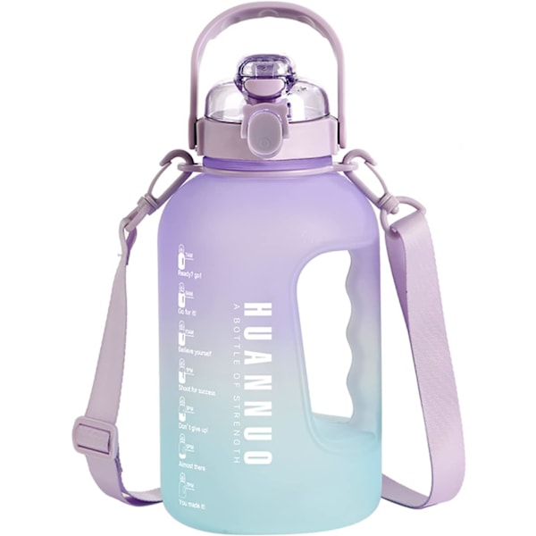 2,2 litran vesipullo BPA-vapaa 2,2 litran juomapullo oljella ja aikamerkinnöillä Vesi pullo Gradient Värit Blue
