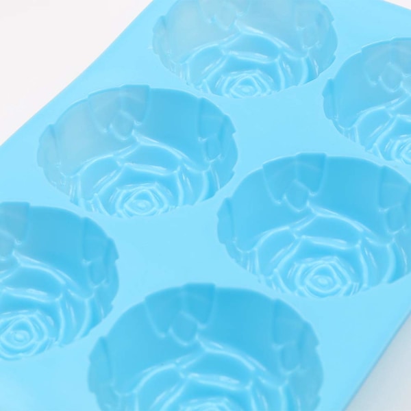 6-onteloinen silikonikukkien muotoinen mold, 3 kpl:n set tarttumatonta elintarvikelaatuista silikoni Jumbo Rose mold karkkisuklaahyytelölle, jääkuutio – ruusut