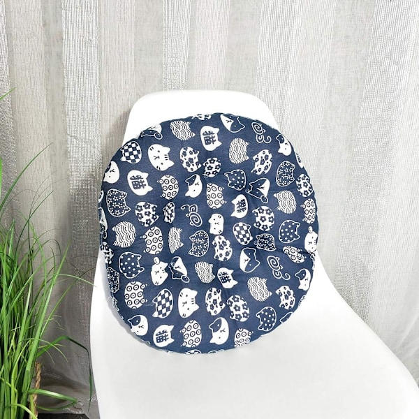 Bohemian Soft Round Chair Pad Garden Patio Home Kitchen Office Seat Cushion Cloud Diameter 16\", Blue Cat