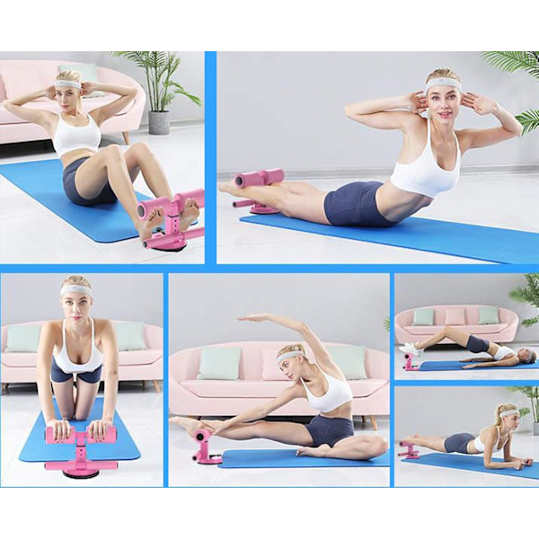 Självsugande situp-bar, justerbar sit-ups-assistent, bärbar midje- och magövningsverktyg för muskelträning och kroppssträckning, lila
