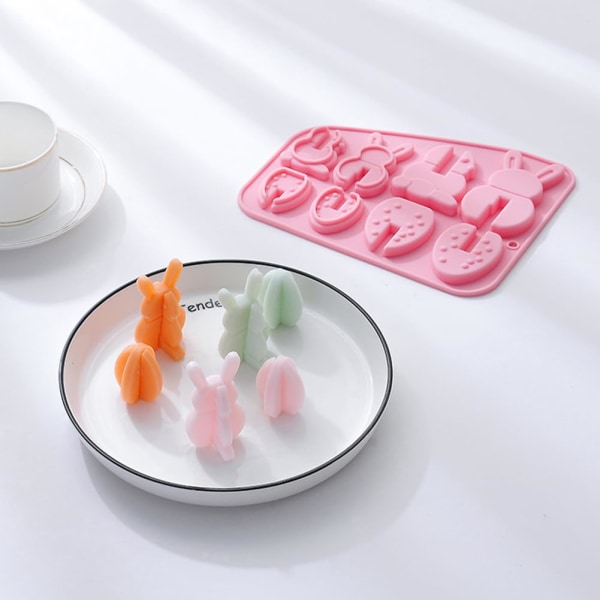 2 kpl pääsiäispupun kananmunan molds, 3D-liittyvät, yhdistettävät hauskat molds lapsille tee-se-itse-suklaa, karkkia, hyytelöä, kakkua