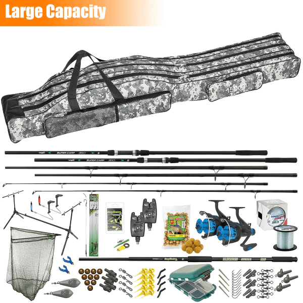 Fishing Tackle Bag Portable Fishing Bag, 3 Layers Fishing Rod Bags Fishing Pole Carrier Bag Waterproof Oxford Carp Fishing Tackle Rod Holdall Bag