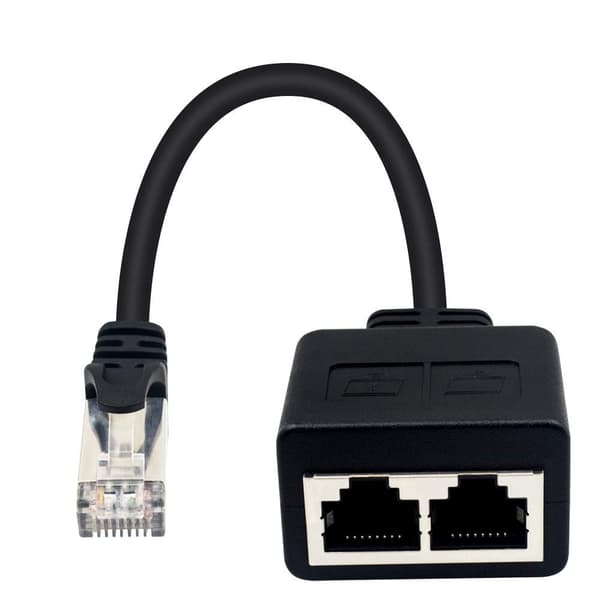 RJ45 1 hann til 2 hunn adapter for LAN Ethernet-kabelforlengelse (bruk samtidig) Surf online samtidig