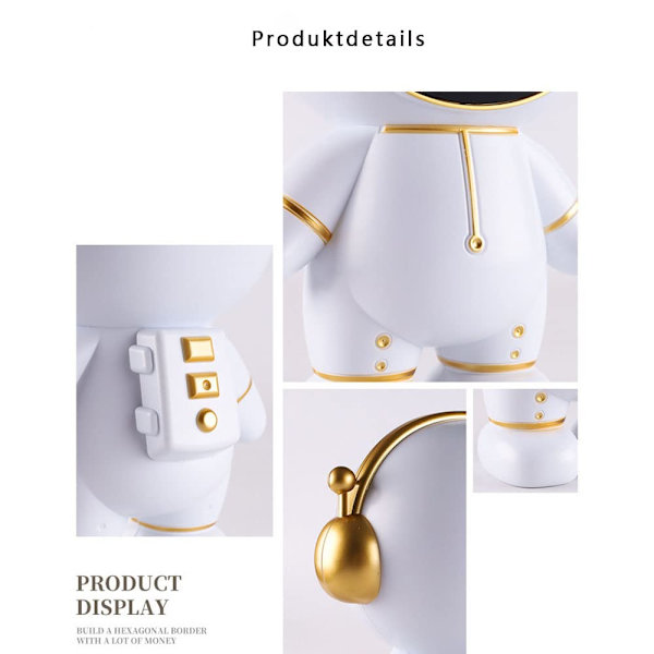 Astronaut Sparbössa, Rymdman Modell Spargris, Lämplig för Pojkar, Flickor, Barn, Leksaker, Förvaringsburk, Prydnad, Rumsdekoration, Födelsedag(Guld) Gold