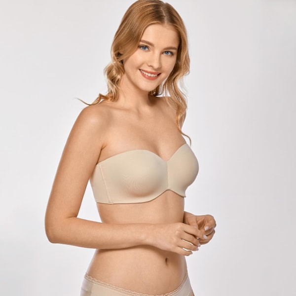 Kvinnors axelbandslösa behåar med bygelstöd, vadderade plus size minimizer-behå (34/75E) 75E