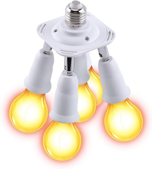 1 E27-sokkelsplitteradapter, sokkelsplitteradapter, sokkeladapterkonverterholder for E27 LED-pærer