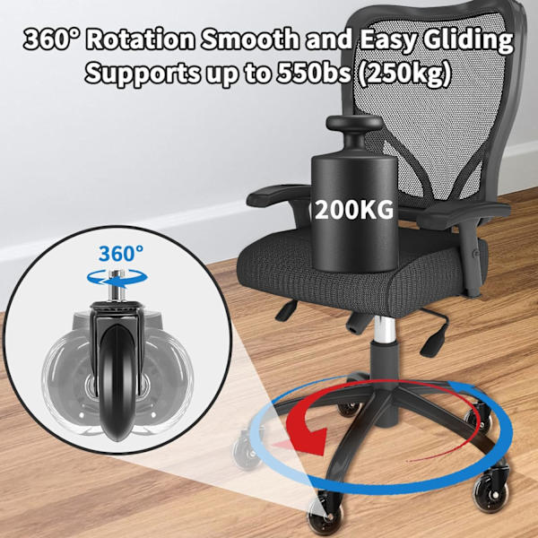 Toimistotuolin pyörät, 11x22 mm toimistotuolin pyörät Mukava ja hiljainen rullaus 360° pyöriminen Suojaa lattiaa Kulutusta kestävä