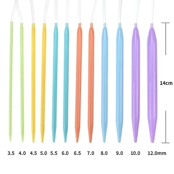 12 Plaststrikkpinner 80 cm, Rundstrikkpinner, Verktøy for Strikkeprosjekter, Flerfarget En Størrelse