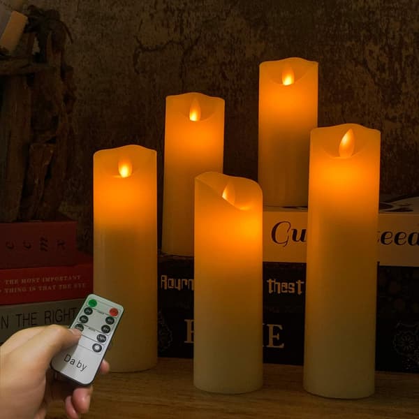 Liekitön kynttiläsarja 5 LED, norsunluun väri