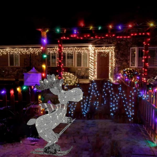 Optimerad LED Älg Skidåkning Utomhus Juldekoration för Trädgårdar - 30cm