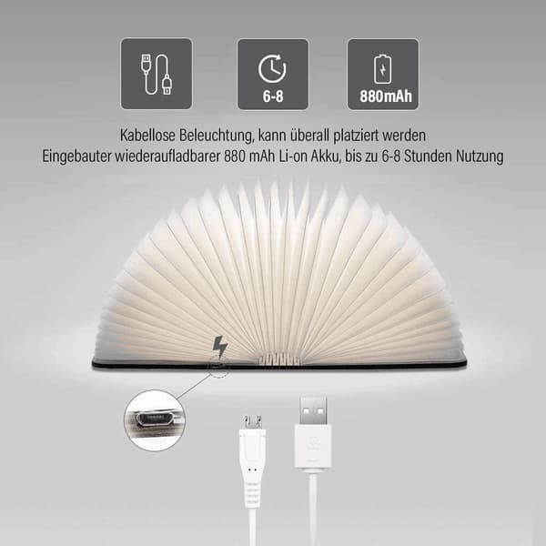 Træ folde boglampe, magnetiske LED boglamper