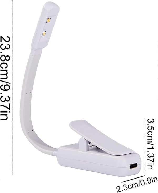 1 stk. oppladbar LED-leselampe med klips