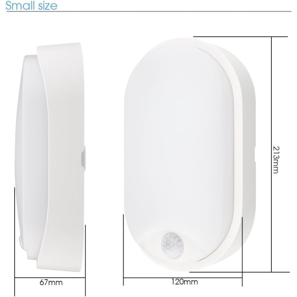 Oval LED Wall Light Ceiling Light Wall Light Lamp with Motion Sensor, 10W 4000K 700LM IP54, [Energy Class A+]