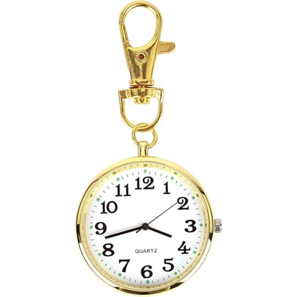 Minimalistisk ultra tynd lommeur med åbent ansigt i kvarts med nøglespænde Unisex bærbar lommeur - Guld