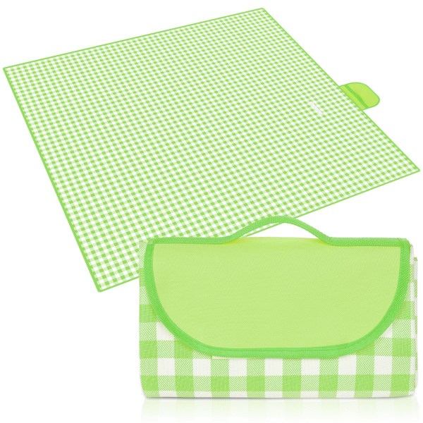 Picknickfilt Vattentät 200 x 200CM,Picknickmatta med bärhandtagsrem, Bärbar hopfällbar utomhusmatta, för resefestivalcamping- Grön Green