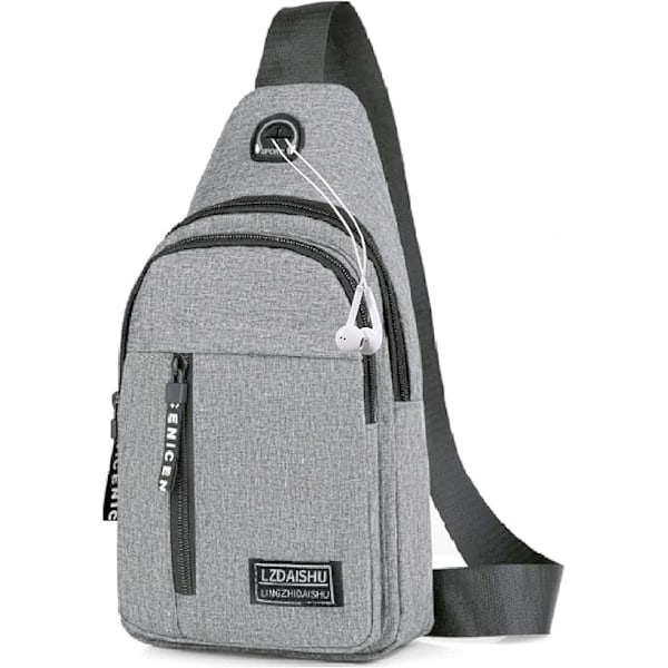 Liten ryggsäck för män Lätt nylon sling ryggsäck väska Anti-stöld Casual män kvinnor bröstväska för vandring cykling utomhus resor（Grå） Gray
