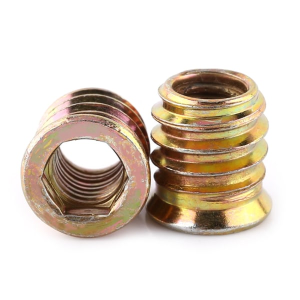 M8 x 15mm treskruer, M8 treskruer, sekskantet mutter med sinkhullsgjenge i sinklegering, mutter for tremøbler (100 stk.) M8×15