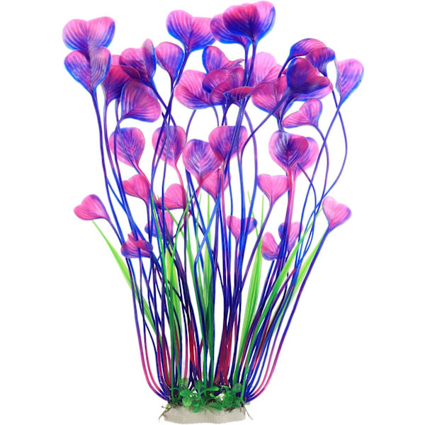 Large Freshwater Aquarium Plants Artificial Plastic 16 inch Fish Tank Plants Decoration Ornaments, Purple