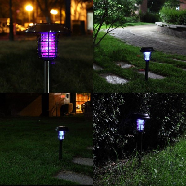 Aurinkovoimalla toimiva hyönteisloukku, elektroninen hyttyshäkätappaja LED-valo ulkopuutarhan nurmikkolamppu puutarhapuiston turistialueelle katulamppuja karkottava hyönteisiä