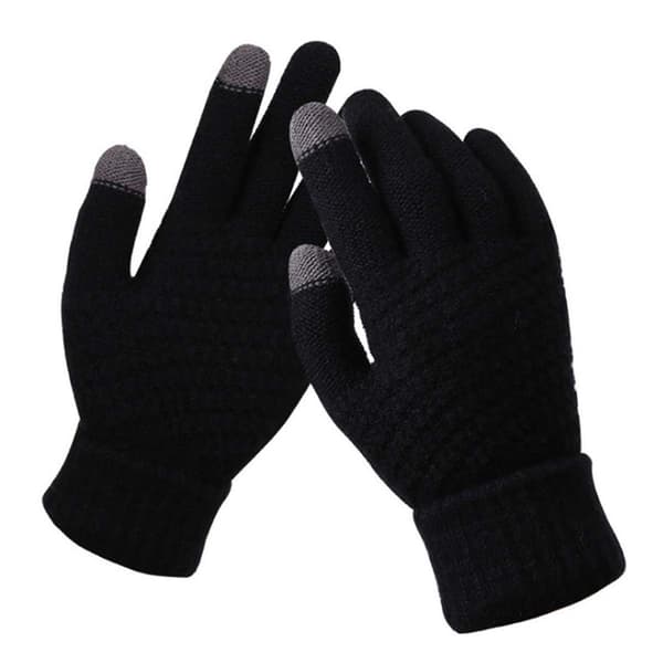 Dame vinterhandsker, strikkede handsker, touchscreen handsker, sport, varme og vindafvisende vinterhandsker black