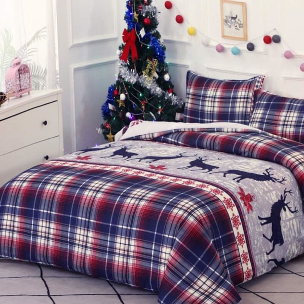 Jule patchwork dynebetræk sæt 200x200 cm med 2 x pudebetræk 50x75 cm, mikrofiber sengetøjssæt 200*200cm