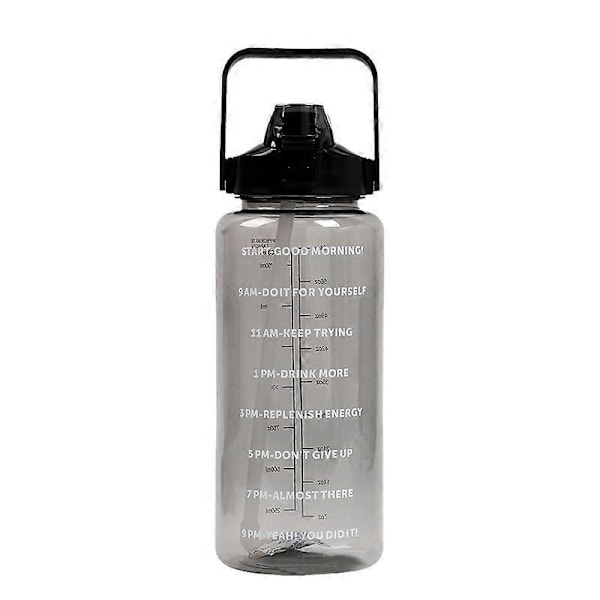 2 liters motivationsflaska med schema & tidsmarkering - Svart
