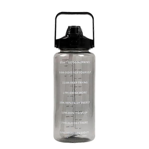 2 liters motivationsflaske med tidsplan og tidsmarkering - Sort