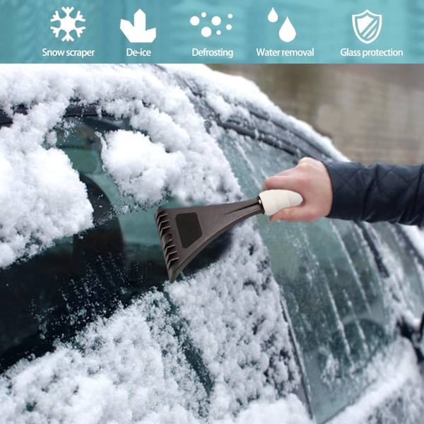 Isskraber til bil, sneskraber til bilrude, kraftig frost- og isskraber til vinduer, ridsefri, nem opbevaring (sort) Black