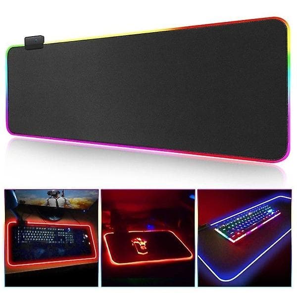 Gaming Mousepad med LED-lys - RGB - Vælg størrelse Sort 80x30 cm