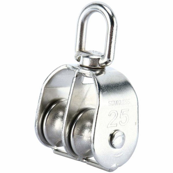 2 stk. dobbelt remskiveblok i 304 rustfrit stål kran drejelig krog dobbelt remskive rullebelastning (M25) M25
