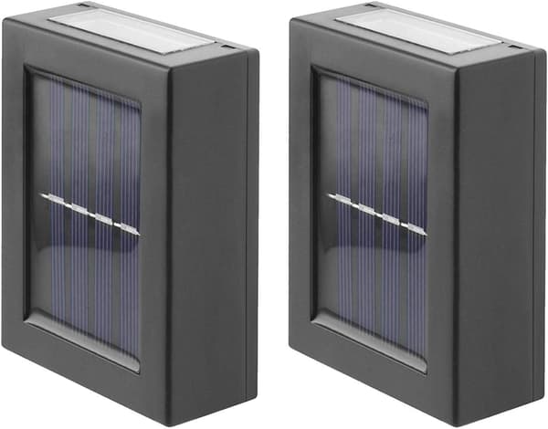 Sæt med 2 udendørs solcelle væglamper koldt hvidt Cool White