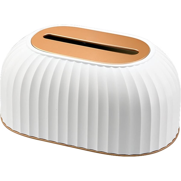 Servettförvaringslåda, randig servettlåda skrivbordsförvaring för servetter dekorativ behållare för servetter servetthållare (elegant vit)
