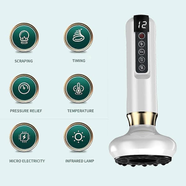 Kopper Sæt Gua Sha Massage Tryklettelse Opvarmning Tryklettelse 12 Tilstande Smart Elektrisk Kopper Bærbar white